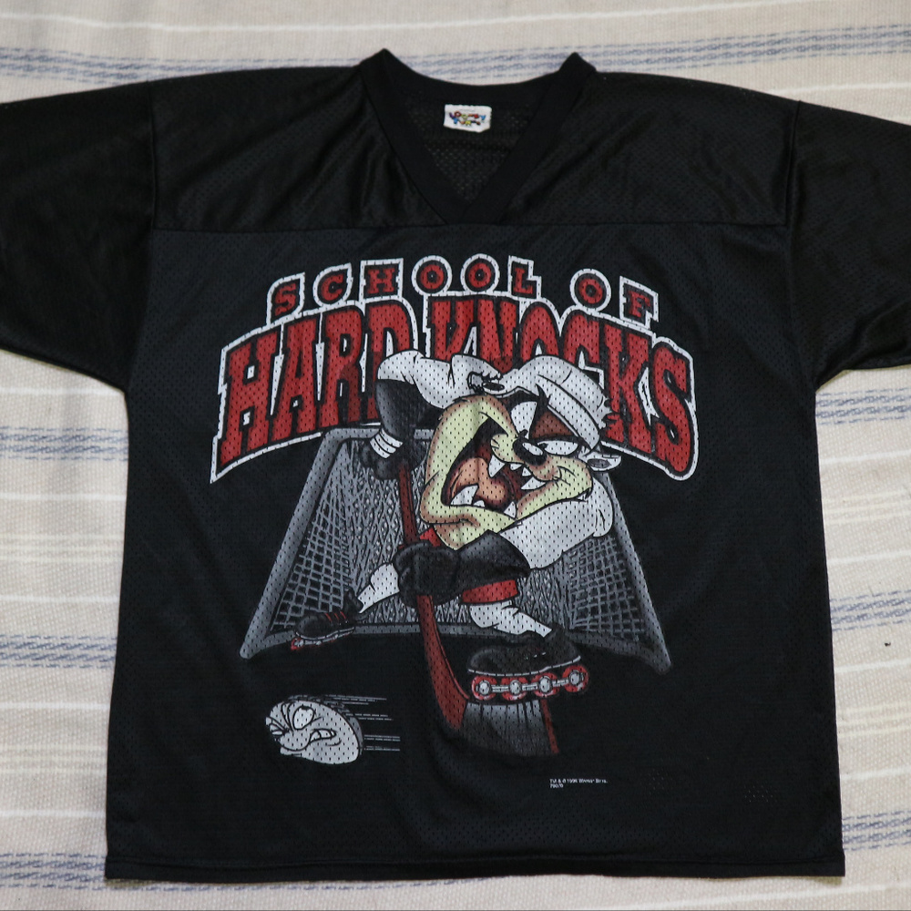 Vintage Looney Tunes Warner Bros. Black Taz Hockey Jersey